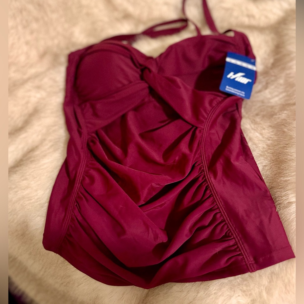 ladies Maroon Swim Tankini Top (Size 10)